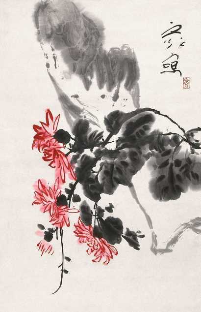 谢之光 富贵菊 立轴